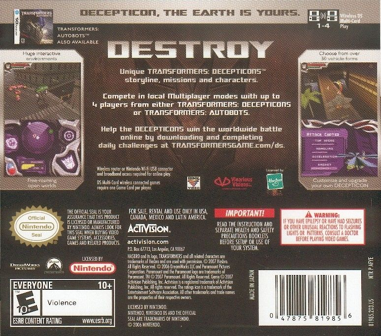 Transformers - Decepticons — box-2D-back (US)