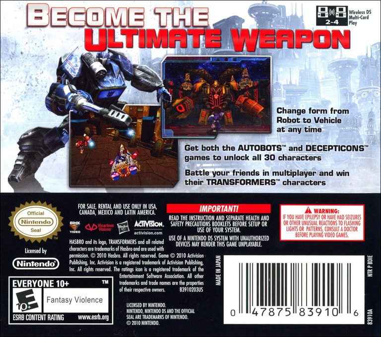 Transformers - La Guerre Pour Cybertron - Decepticons — box-2D-back (US)