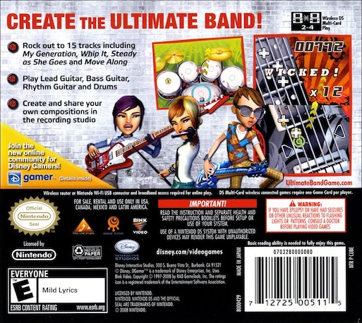 Ultimate Band — box-2D-back (US)