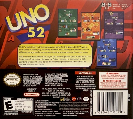 Uno 52 — box-2D-back (US)