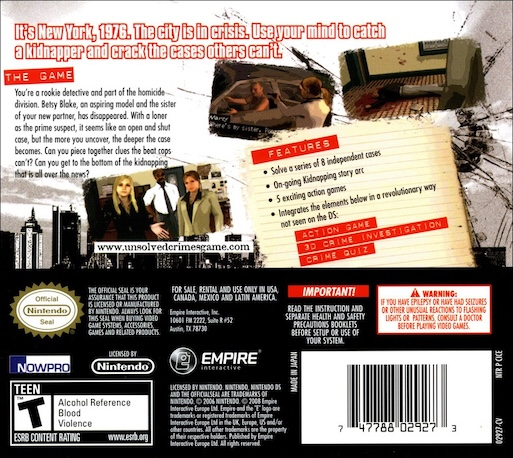 Unsolved Crimes - Affaires Non Classés — box-2D-back (US)