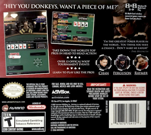 World Series Of Poker 2008 - Battle For The Bracelets — box-2D-back (US)