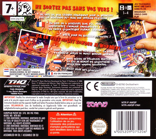 Worms - Open Warfare — box-2D-back (FR)