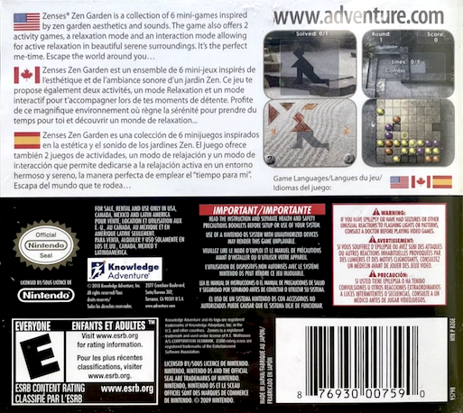 Zenses - Zen Garden — box-2D-back (US)