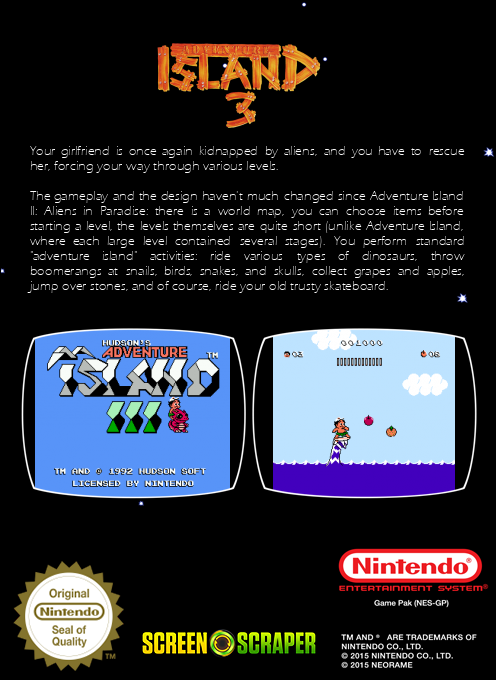 Adventure Island 3 — box-2D-back (SS)