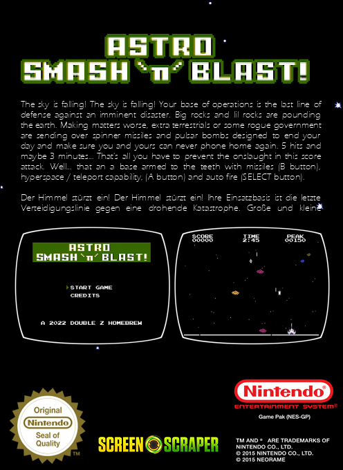 Astro Smash 'n' Blast! — box-2D-back (SS)