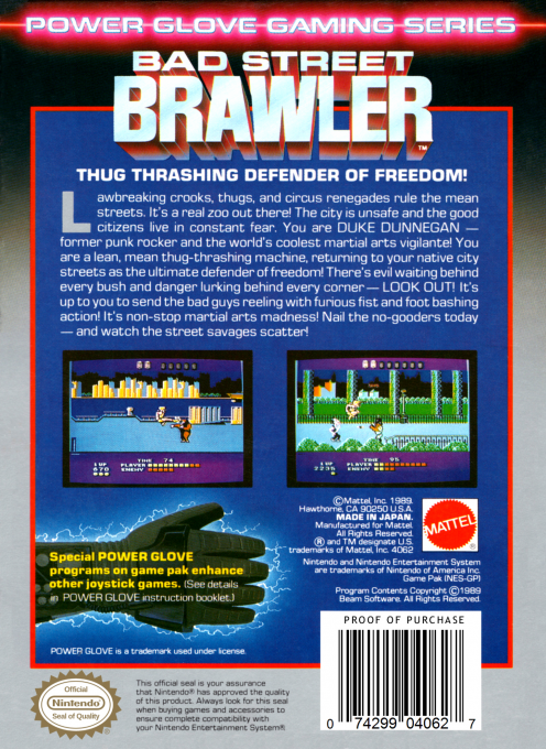 Bad Street Brawler — box-2D-back (US)