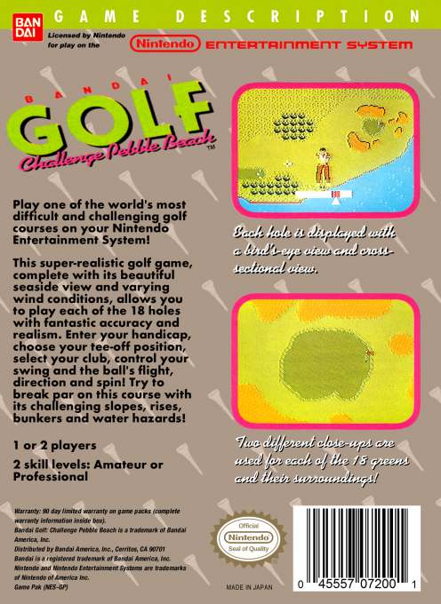 Bandai Golf - Challenge Pebble Beach — box-2D-back (US)