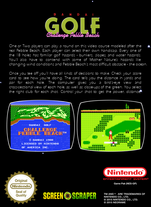 Bandai Golf - Challenge Pebble Beach — box-2D-back (SS)