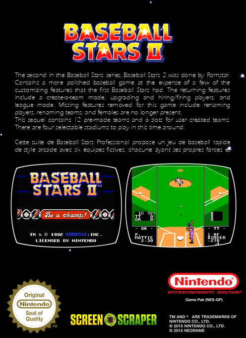 Baseball Stars 2 — box-2D-back (SS)