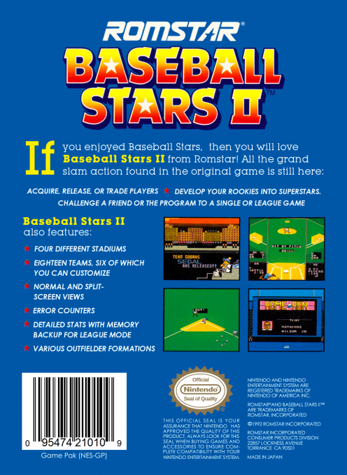 Baseball Stars 2 — box-2D-back (US)