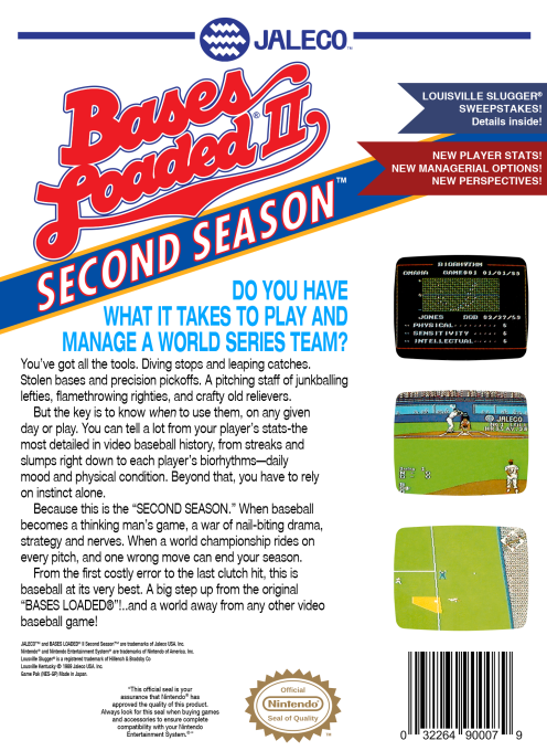Bases Loaded 2 - Second Season — box-2D-back (US)