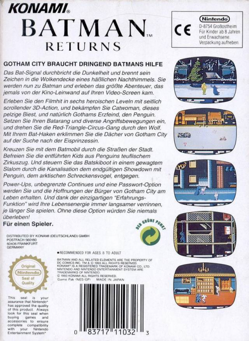 Batman Returns — box-2D-back (DE)