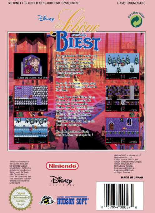 Disney's Beauty And The Beast — box-2D-back (DE)