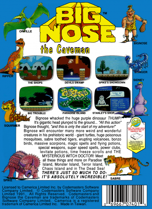 Big Nose The Caveman — box-2D-back (US)