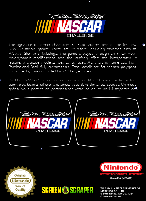 Bill Elliott's Nascar Challenge — box-2D-back (SS)