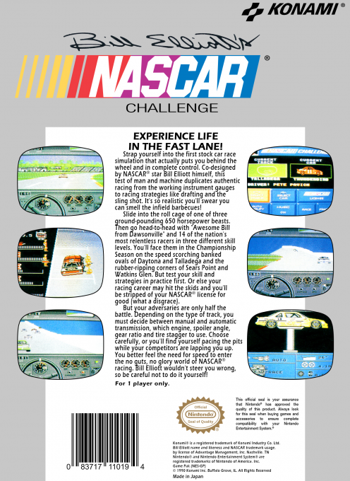 Bill Elliott's Nascar Challenge — box-2D-back (US)
