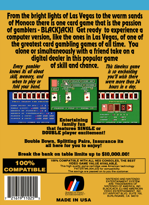 Blackjack — box-2D-back (US)