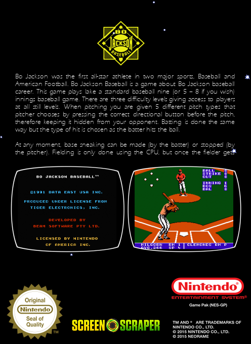 Bo Jackson Baseball — box-2D-back (SS)