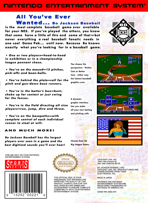Bo Jackson Baseball — box-2D-back (US)