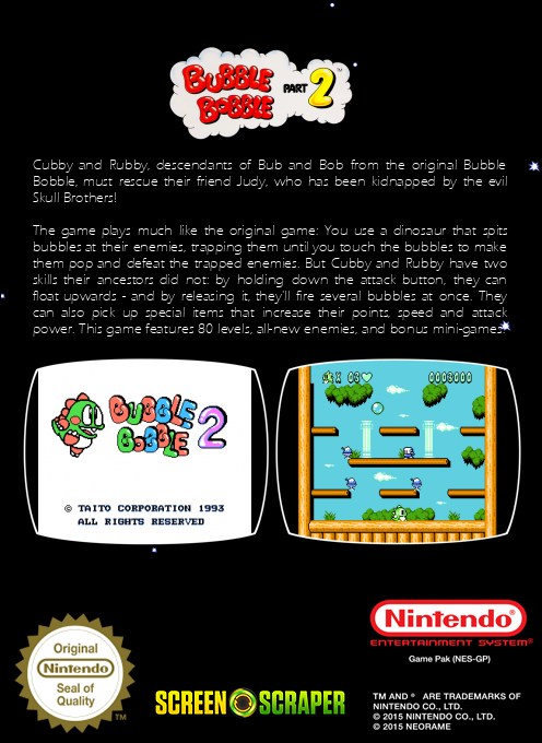 Bubble Bobble - Part 2 — box-2D-back (SS)