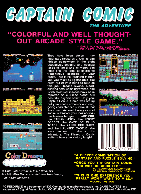Captain Comic - The Adventure — box-2D-back (US)