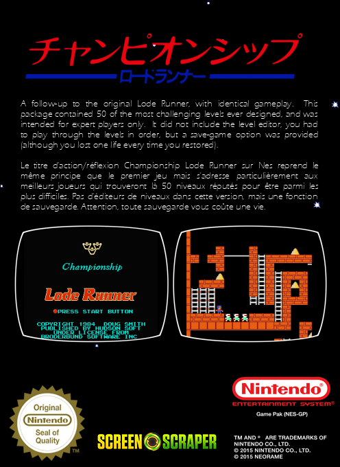 Championship Lode Runner — box-2D-back (SS)
