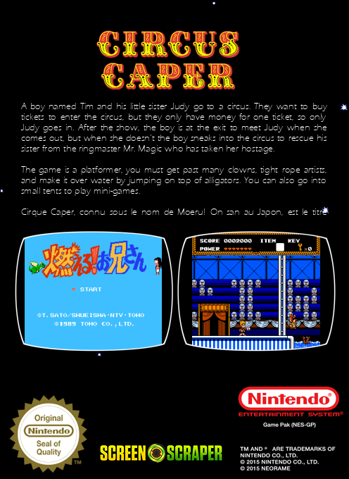 Circus Caper — box-2D-back (SS)