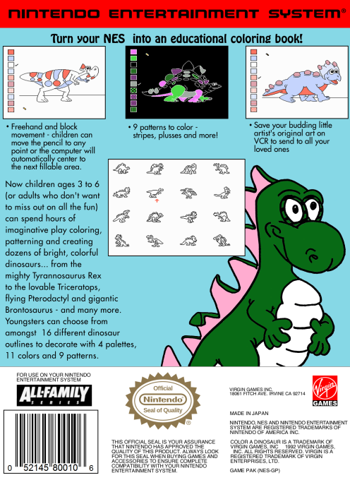 Color A Dinosaur — box-2D-back (US)