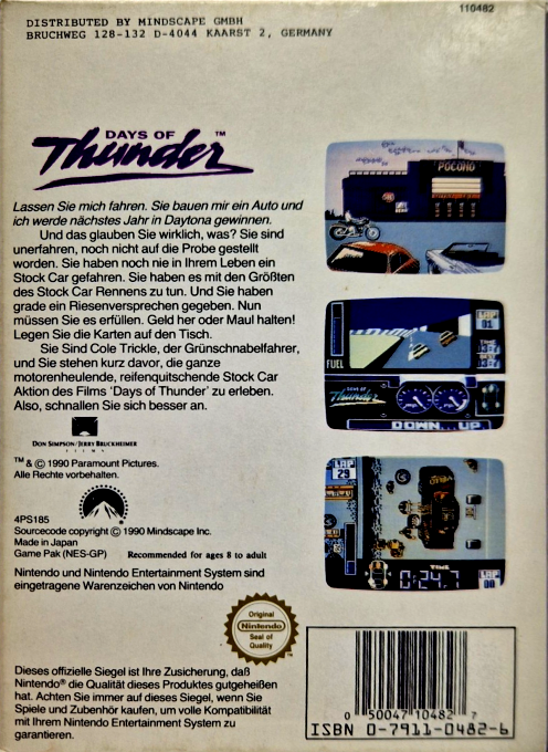 Days Of Thunder — box-2D-back (DE)