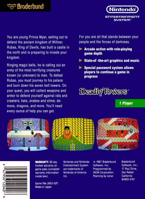 Deadly Towers — box-2D-back (US)