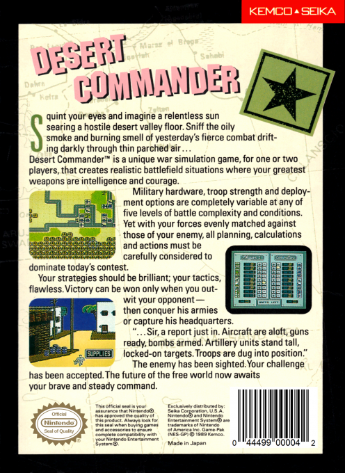Desert Commander — box-2D-back (US)