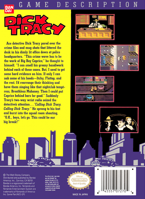 Dick Tracy — box-2D-back (US)
