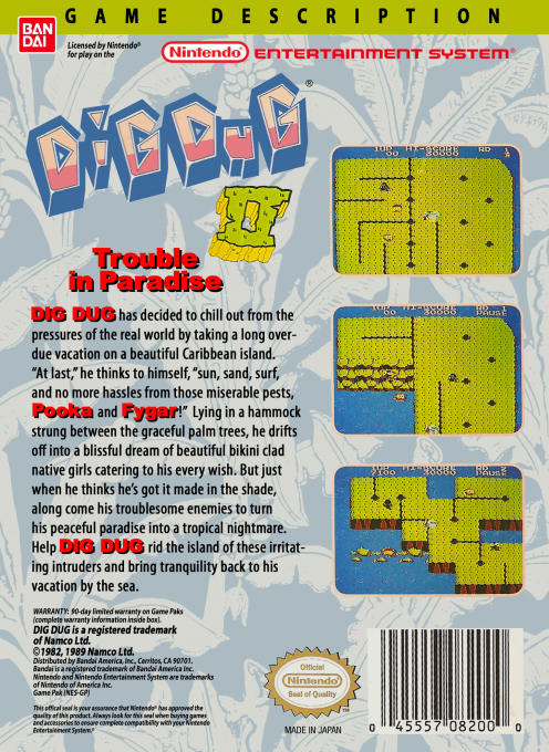 Dig Dug 2 - Trouble In Paradise — box-2D-back (US)