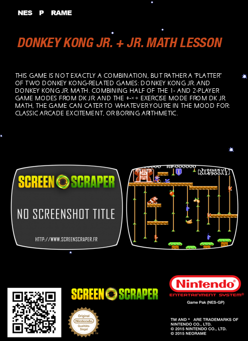 Donkey Kong Jr. + Jr. Math Lesson — box-2D-back (SS)