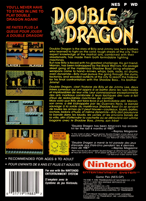 Double Dragon — box-2D-back (EU)