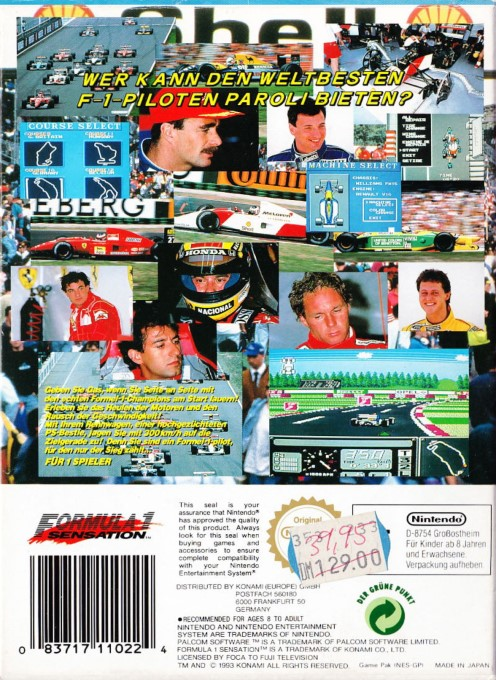 Formula 1 Sensation — box-2D-back (DE)