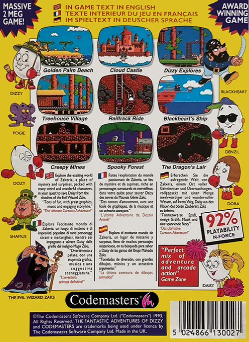 Fantastic Adventures Of Dizzy, The — box-2D-back (EU)