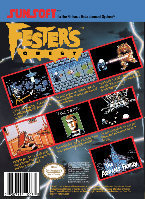 Fester's Quest — box-2D-back (US)