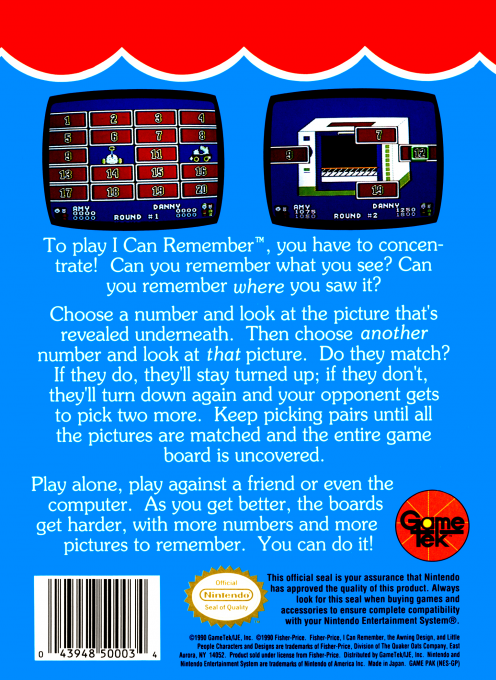 Fisher-price - I Can Remember — box-2D-back (US)