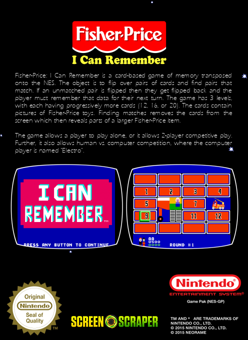 Fisher-price - I Can Remember — box-2D-back (SS)