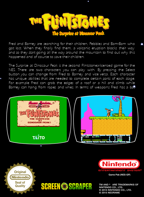 Flintstones - The Surprise At Dinosaur Peak, The — box-2D-back (SS)