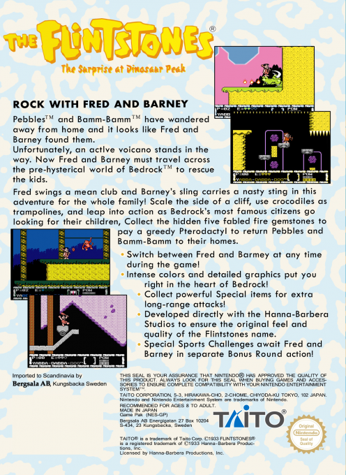 Flintstones - The Surprise At Dinosaur Peak, The — box-2D-back (EU)