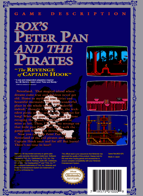 Fox's Peter Pan And The Pirates - The Revenge Of Captain Hook — box-2D-back (US)