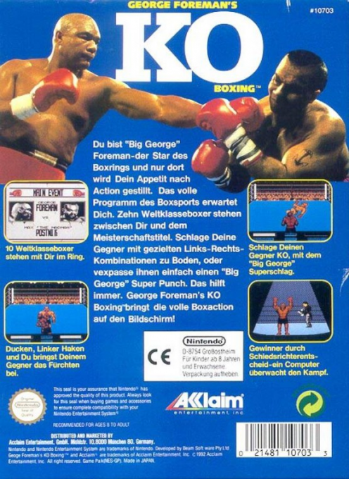 George Foreman's Ko Boxing — box-2D-back (DE)