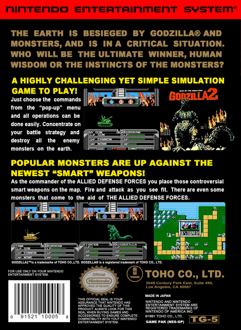 Godzilla 2 - War Of The Monsters — box-2D-back (US)
