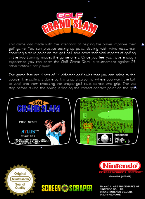 Golf Grand Slam — box-2D-back (SS)