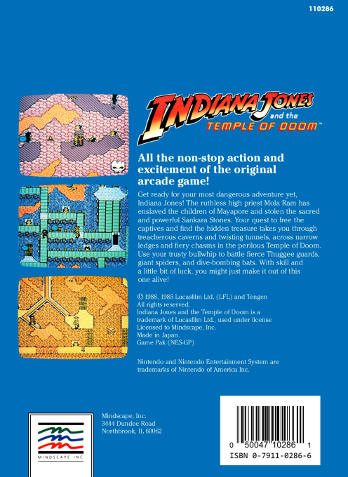 Indiana Jones And The Temple Of Doom — box-2D-back (US)