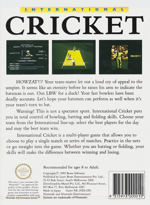 International Cricket — box-2D-back (AU)