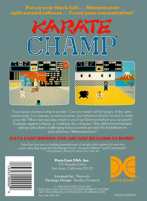 Karate Champ — box-2D-back (US)
